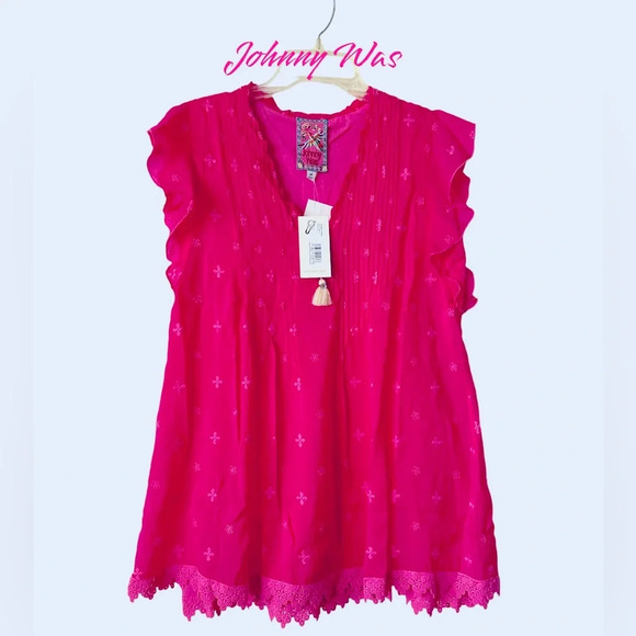 JOHNNY WAS Athena Tunic Pink Eyelet Top BNWT - Picture 3 of 11